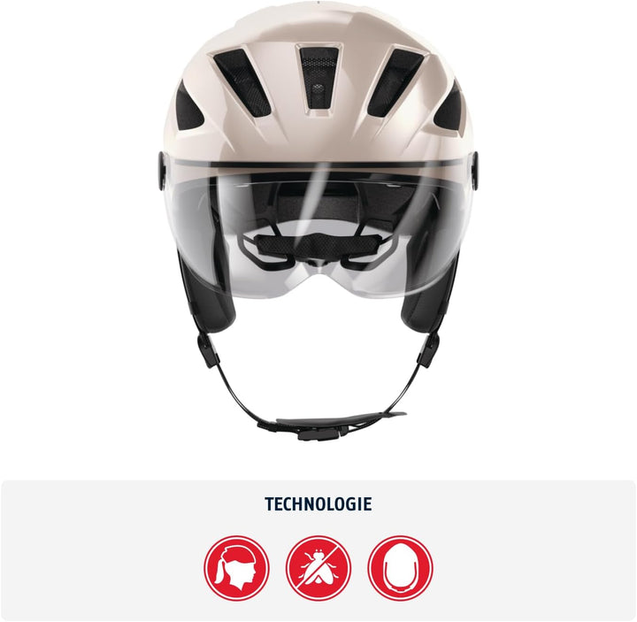 ABUS Stadthelm Pedelec 2.0 ACE - Fahrradhelm mit Rücklicht, Visier, Regenhaube, Ohrenschutz - für Da