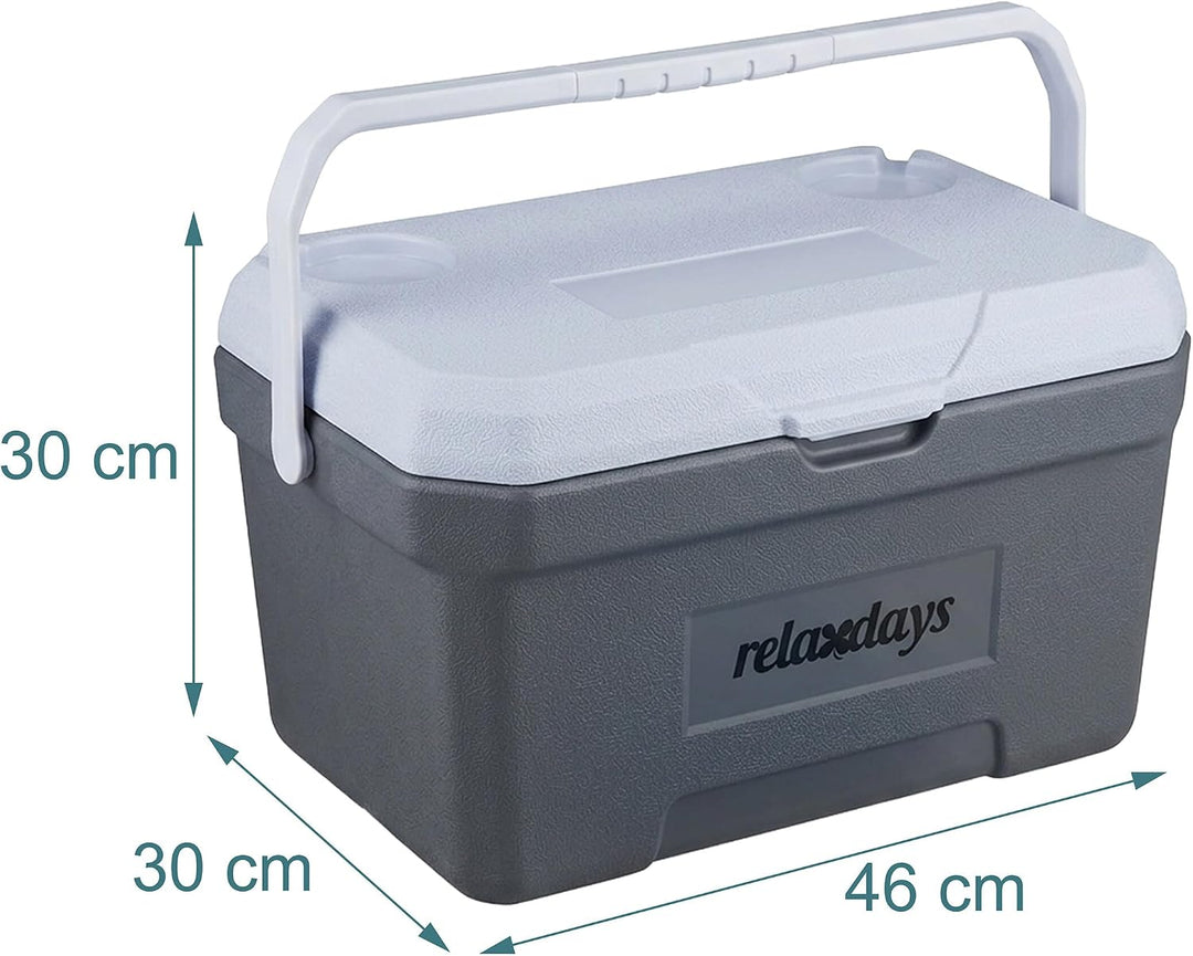 Relaxdays Kühlbox, 15 l, mit Kühlakku & Griff, Camping, Picknick, ohne Strom, HBT 30 x 46 x 30 cm, I