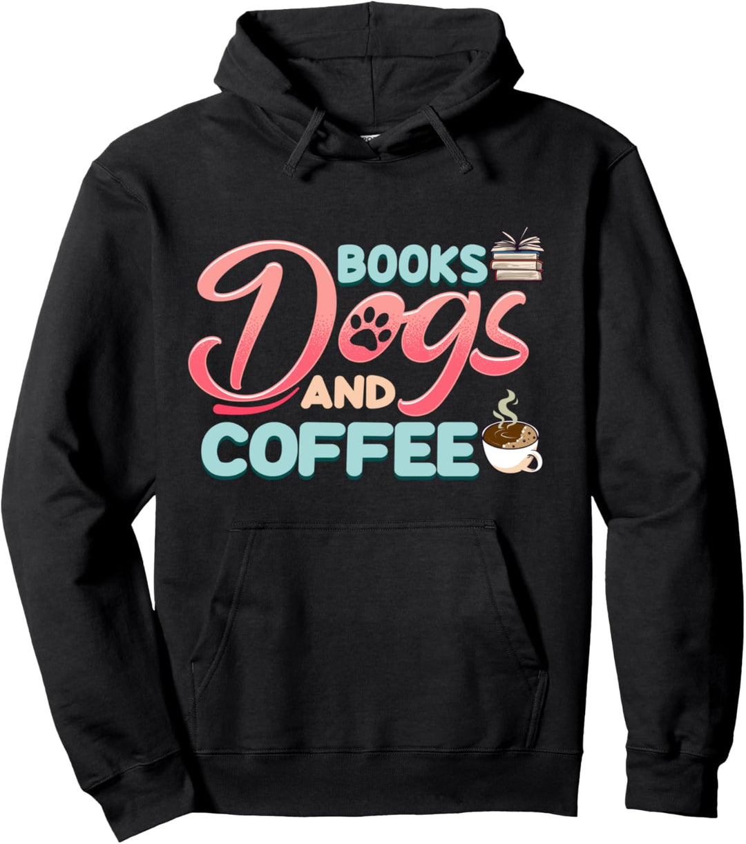 Cute & Funny Books Dogs and Coffee Bookworm Pullover Hoodie