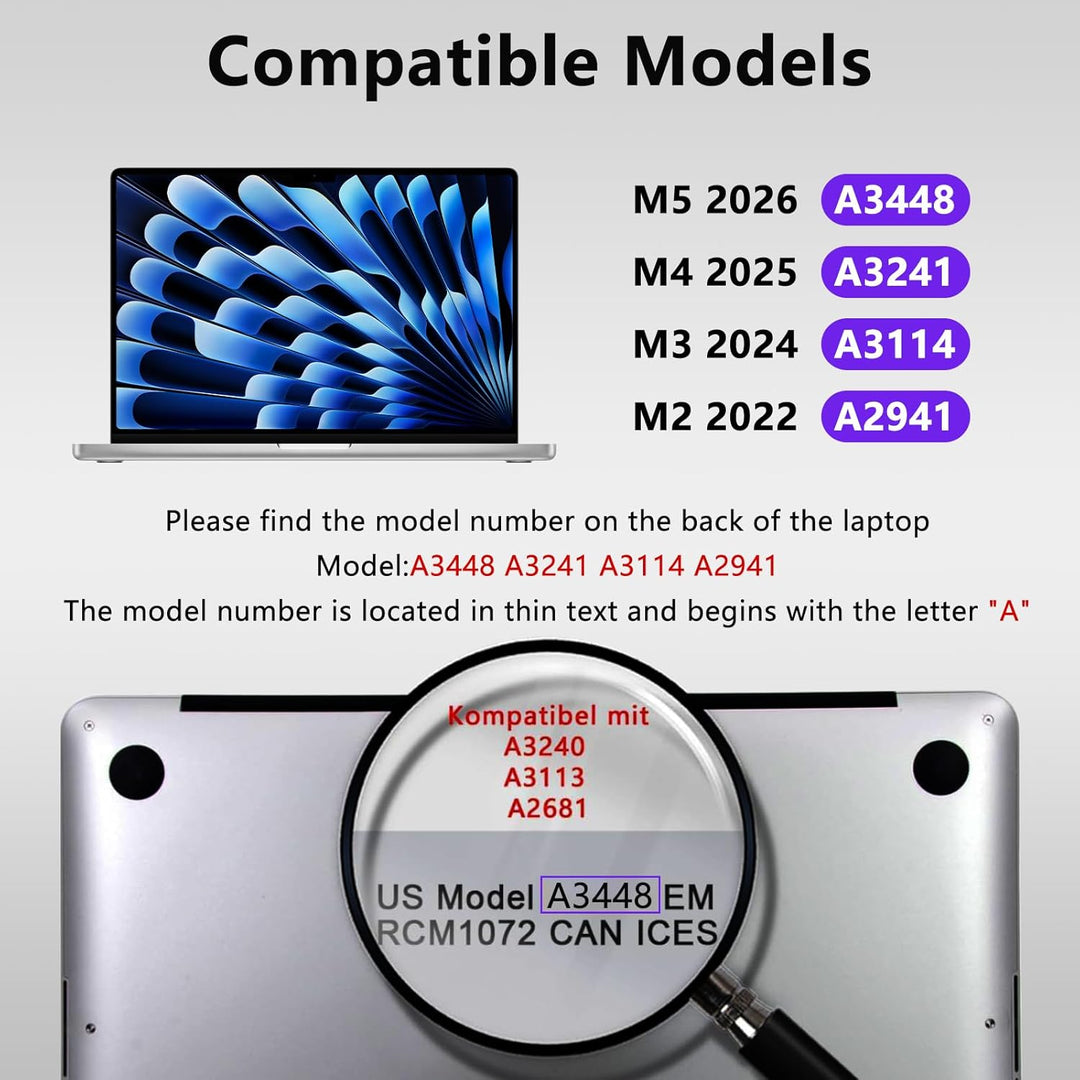 Magnetischer Blickschutzfolie für MacBook Air 15 Zoll (2026–2023 M5/M4/M3/M2), Mac Laptop Privacy Sc