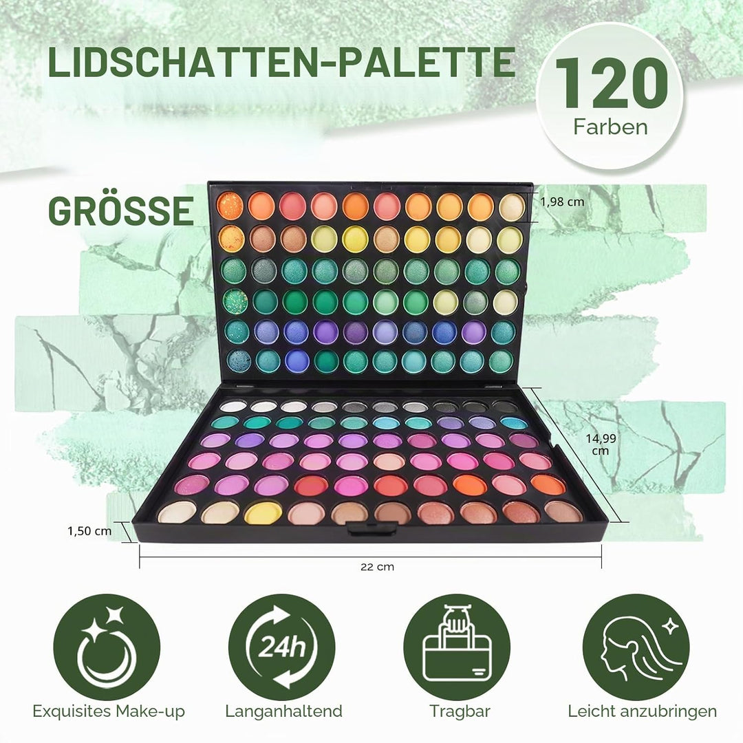FantasyDay Profi 120 Farben Hochpigmentierte Warme Natürliche Matt Schminke Lidschatten Palette Make