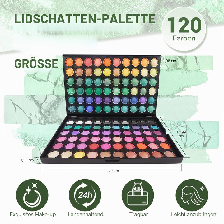 FantasyDay Profi 120 Farben Hochpigmentierte Warme Natürliche Matt Schminke Lidschatten Palette Make