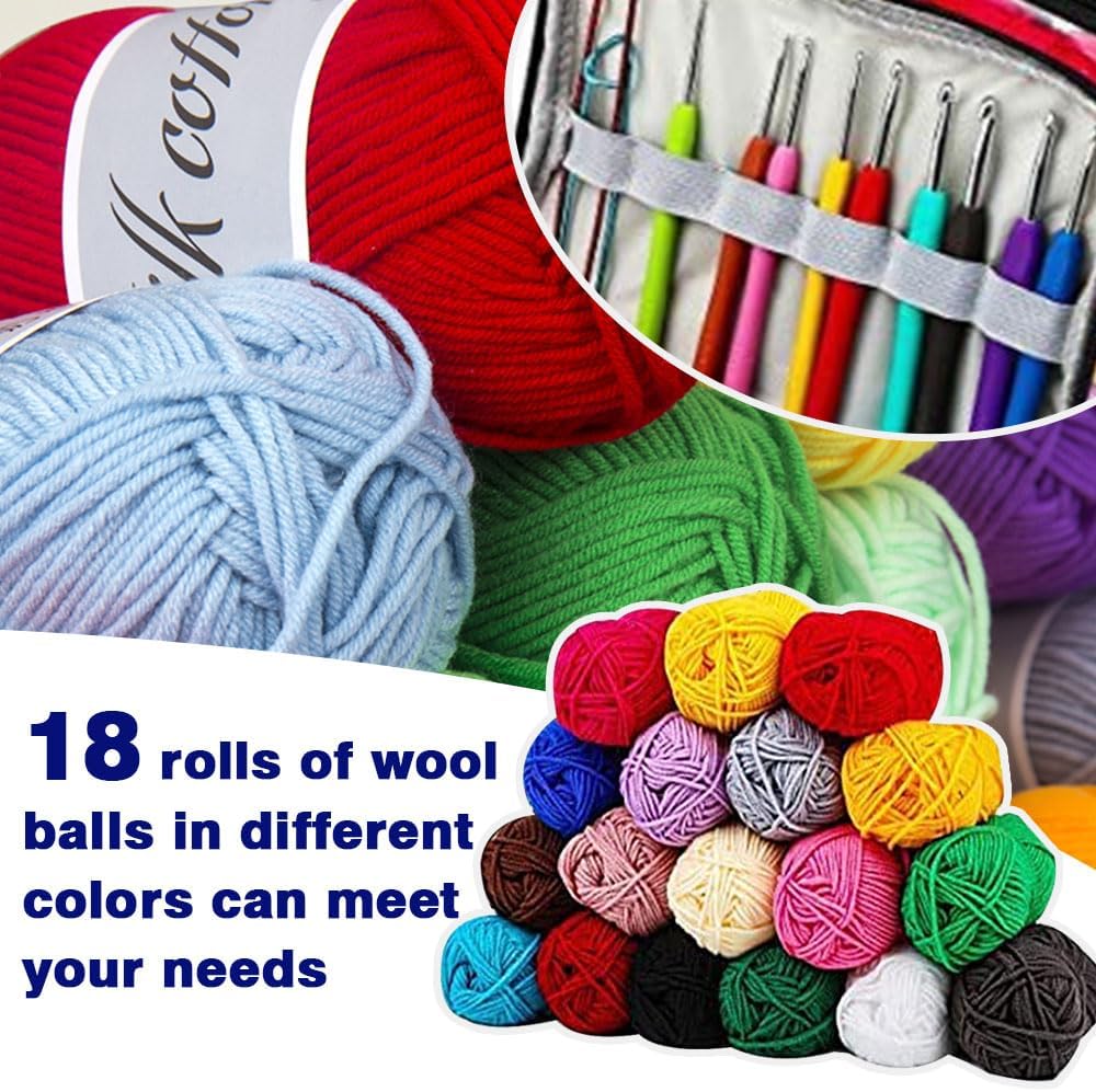 Relland Häkelset für Anfänger 105 Stück Häkelnadel Set, Stricken für Anfänger Paket Häkel Set Häkeln
