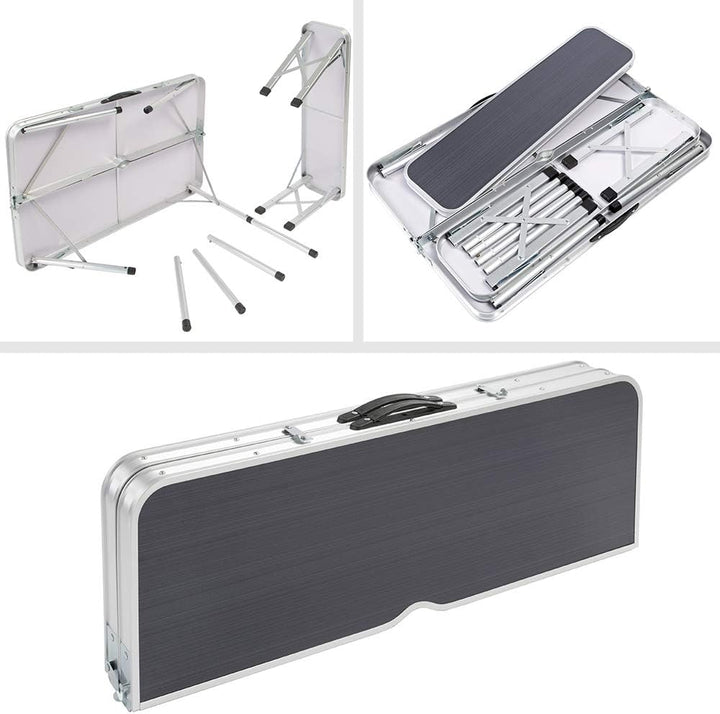 CASARIA® Klapptisch Wetterfest Höhenverstellbar Campingtisch mit Bänken Gartentisch Falttisch 120x60