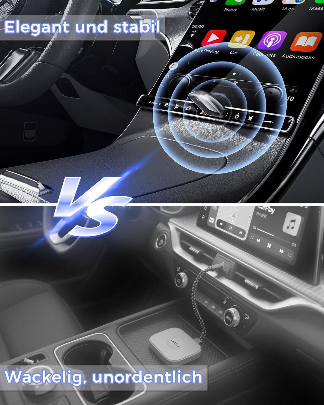 2026 Wireless Carplay Adapter,Kabellos CarPlay Adapter für iPhone Schwarz, Schwarz