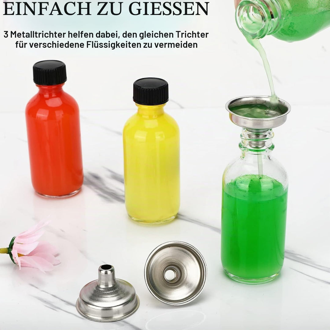 Mini Glasflaschen mit Deckel, Shot Flaschen zum Befüllen 60ml, Kleine Glasflaschen, Kleine Schnapsfl