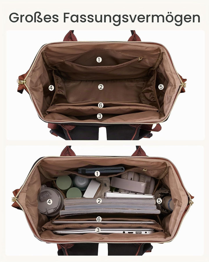 LOVEVOOK Rucksack Damen, 15,6 Zoll Laptop Schulrucksack für Grosse Trinkflasche, Travel Backpack Wom