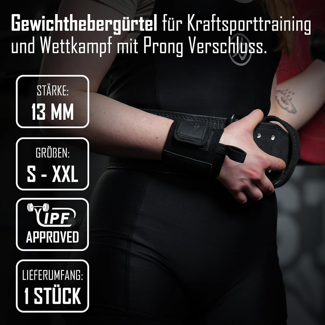 Strength Shop 13mm Prong Belt Gewichthebergürtel mit Schnallenverschluss, IPF-zertifiziert, Robuster