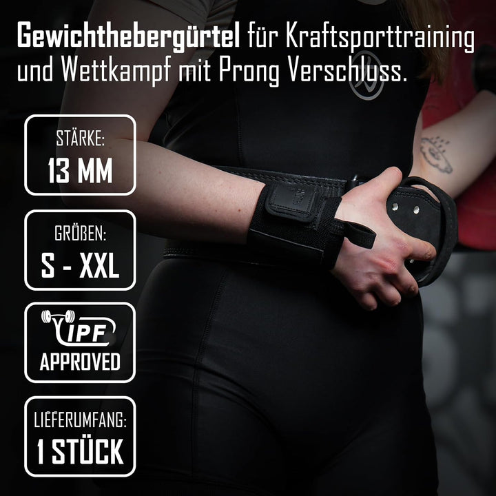 Strength Shop 13mm Prong Belt Gewichthebergürtel mit Schnallenverschluss, IPF-zertifiziert, Robuster