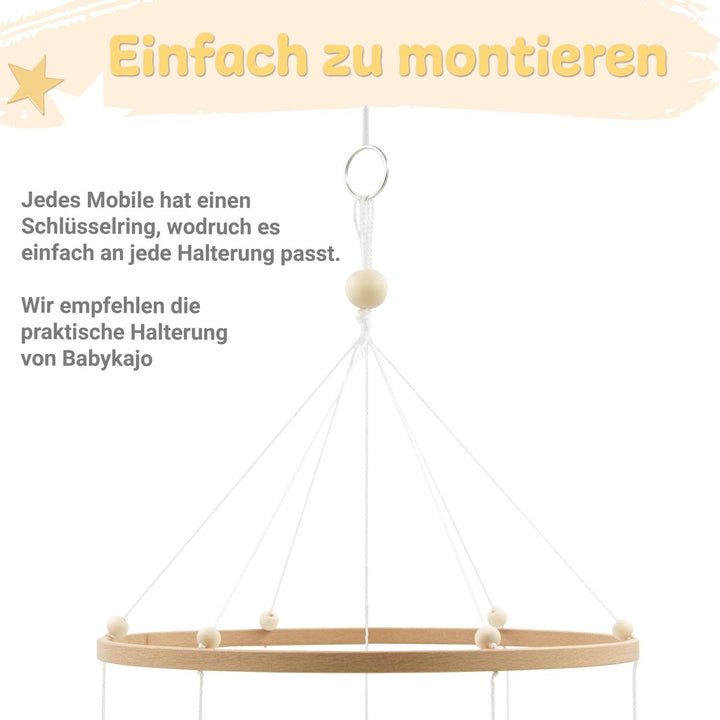 Baby mobile kleine Elefant – Baby Mobiles mit Holzring und süssen Tierchen – Perfektes Mobile für Ba