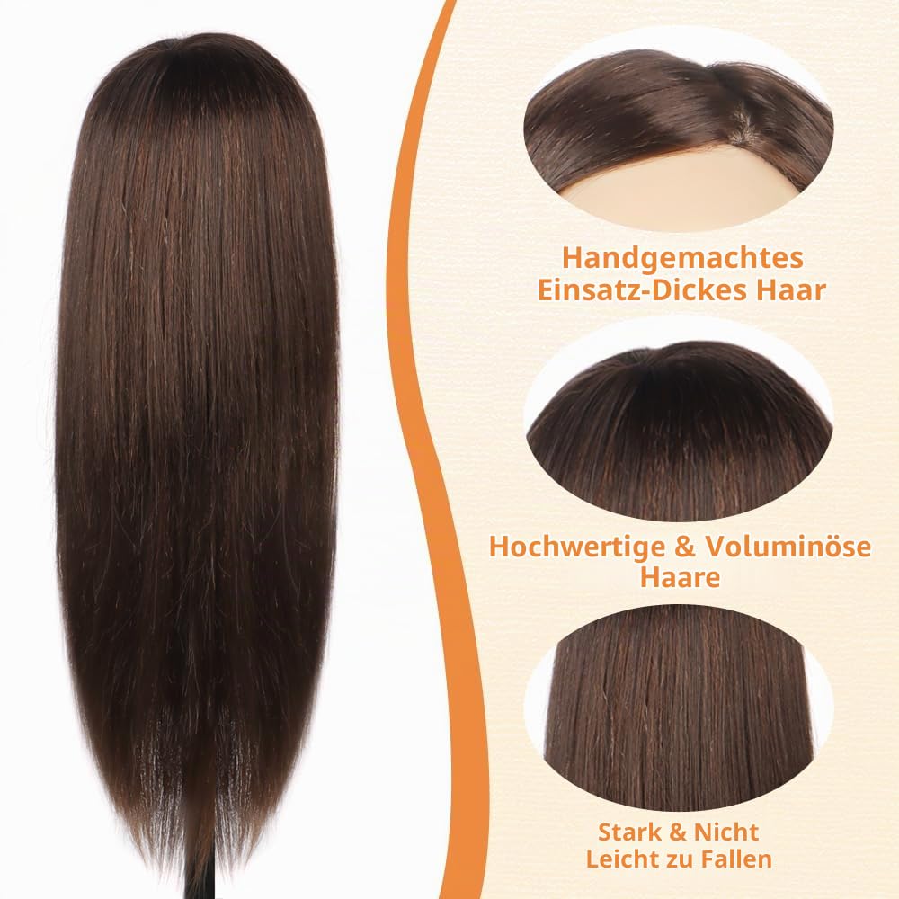 Frisierkopf Schminkkopf mit Puppenkopf Ständer, 80% Echtes Haar 26 Zoll Übungskopf zum Frisieren und