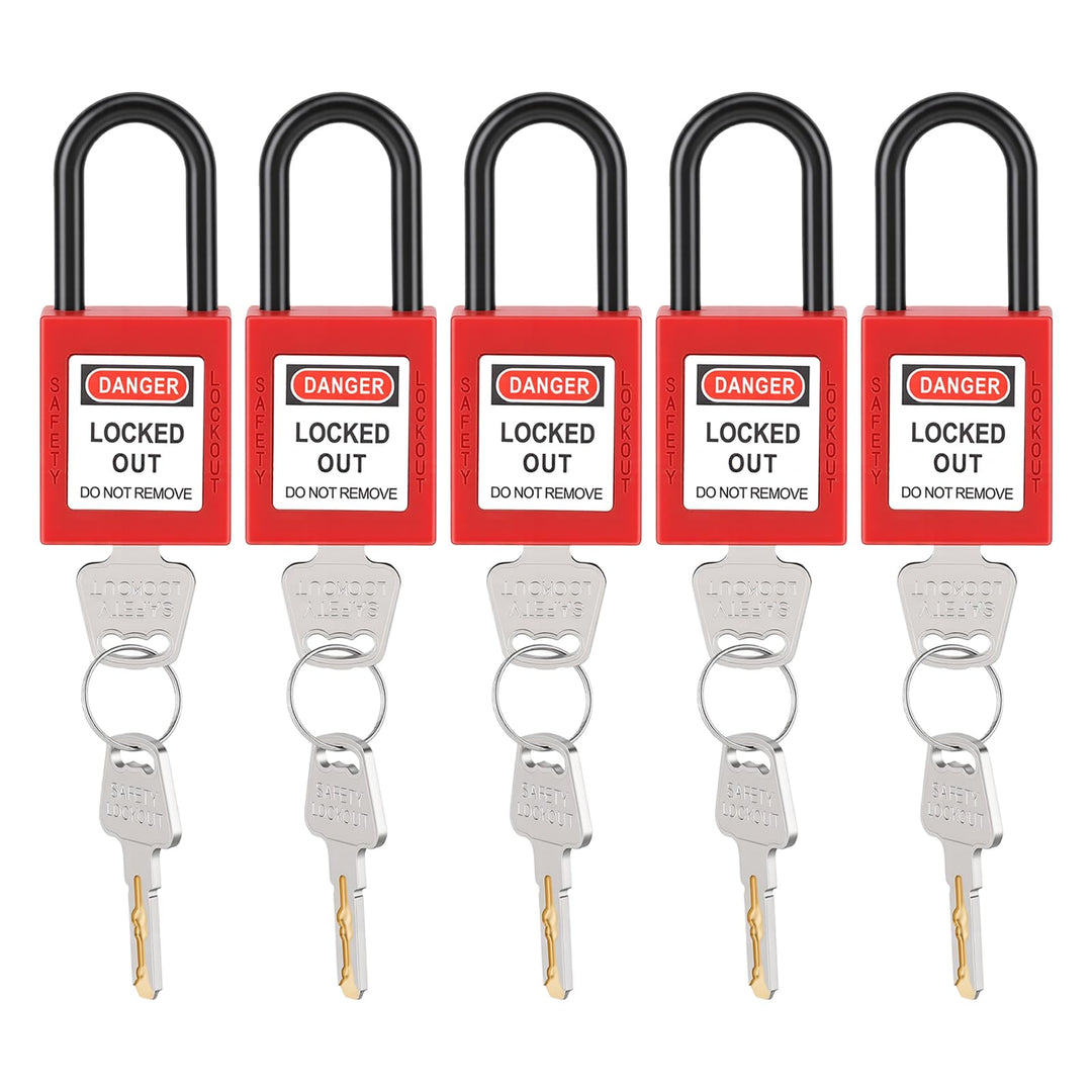 Lockout Vorhängeschloss, 5 Stück Nylon Staubdicht Sicherheits Vorhängeschloss mit 10 Schlüssel, 38mm