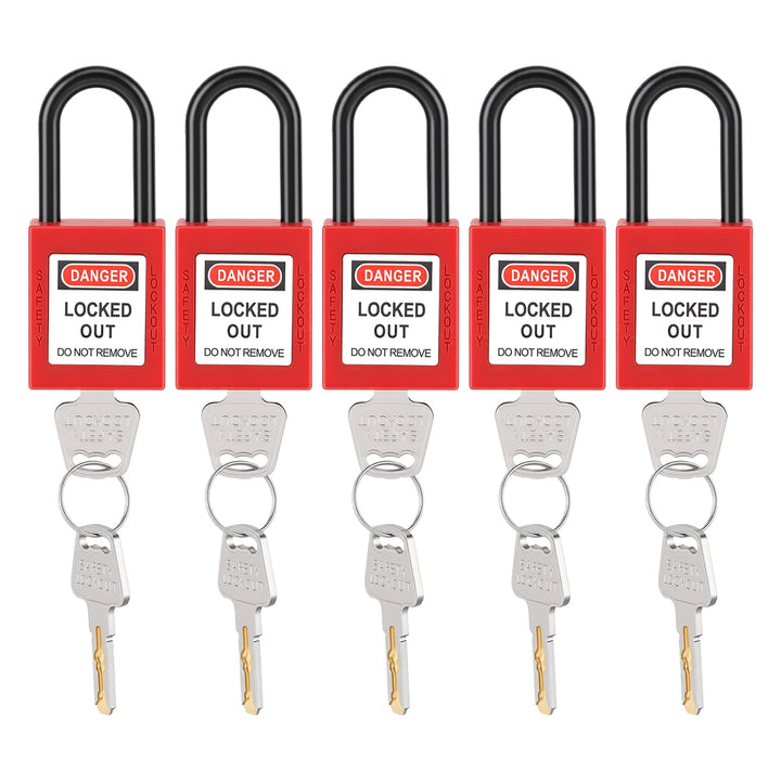Lockout Vorhängeschloss, 5 Stück Nylon Staubdicht Sicherheits Vorhängeschloss mit 10 Schlüssel, 38mm