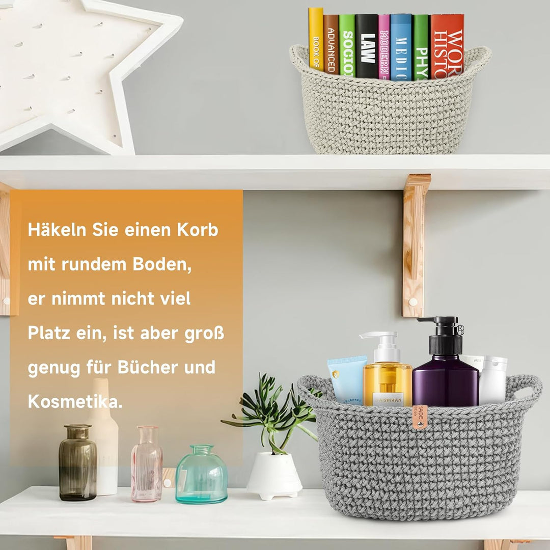 CoopayHäkelset für Anfänger: SquareKörbe Häkel Set mit Anleitung, DIY Häkeln Lernen mit 4,5mm-Nadeln