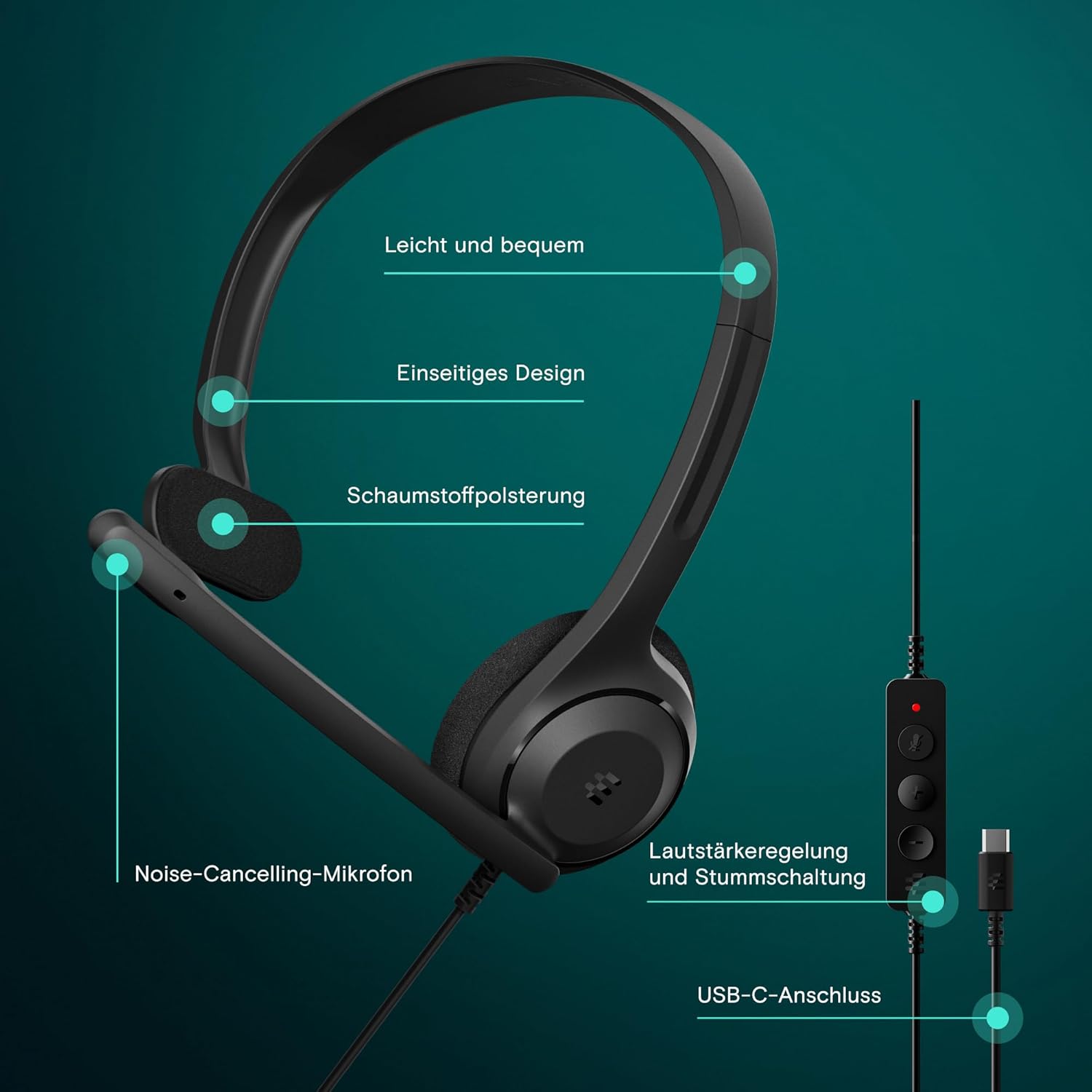 EPOS C1 USB C Mono Headset: Mikrofon & Rauschunterdrückung