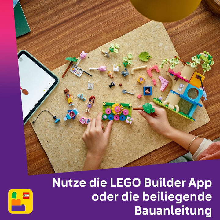 LEGO Friends Katzengeburtstagsparty & Baumhaus - Spielzeug mit 2 Minifiguren & 5 Tierfiguren -drehba