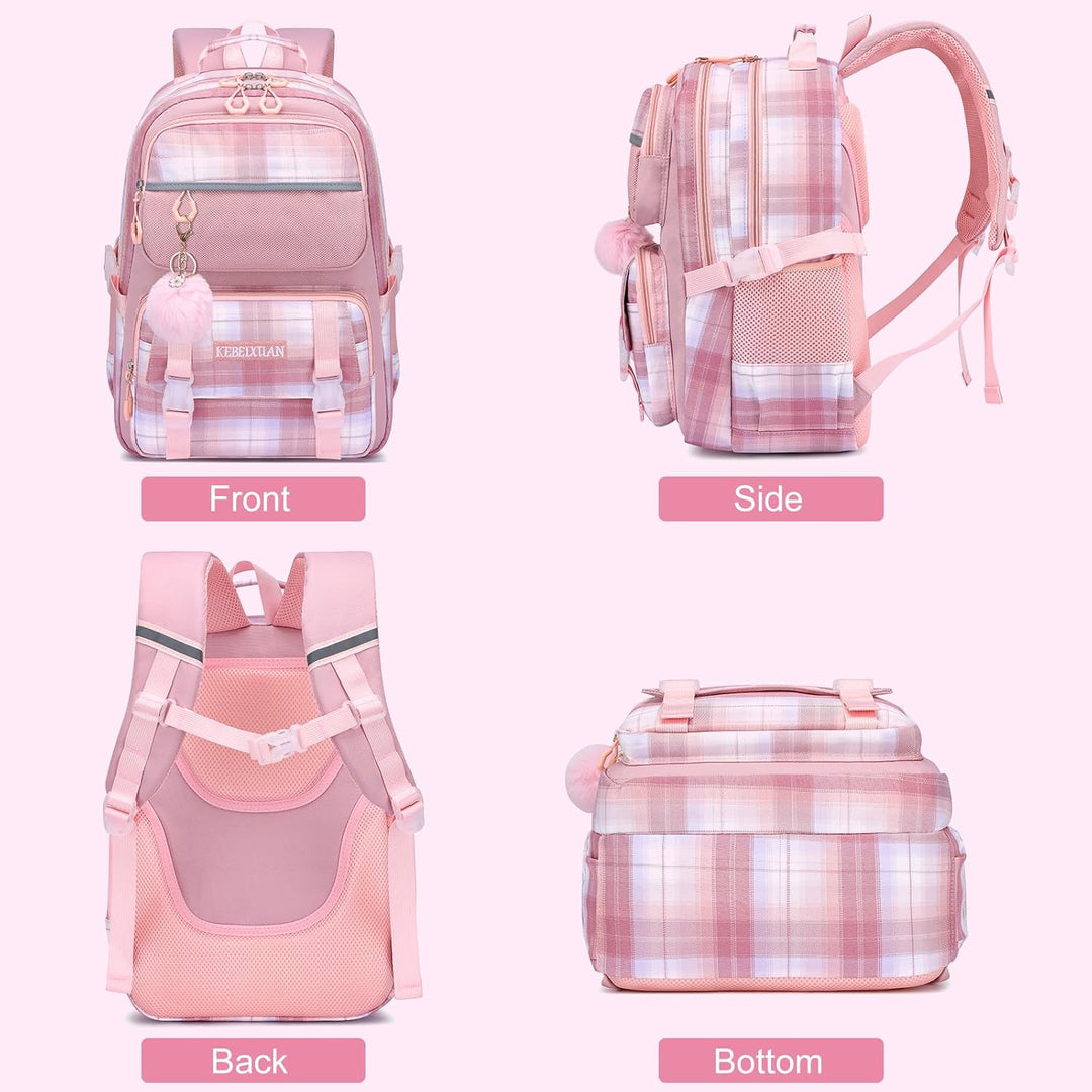 KEBEIXUAN Schulrucksack Mädchen, 25L Rucksack Kinder mit Brustgurt, Leichter Schultasche für Grundsc