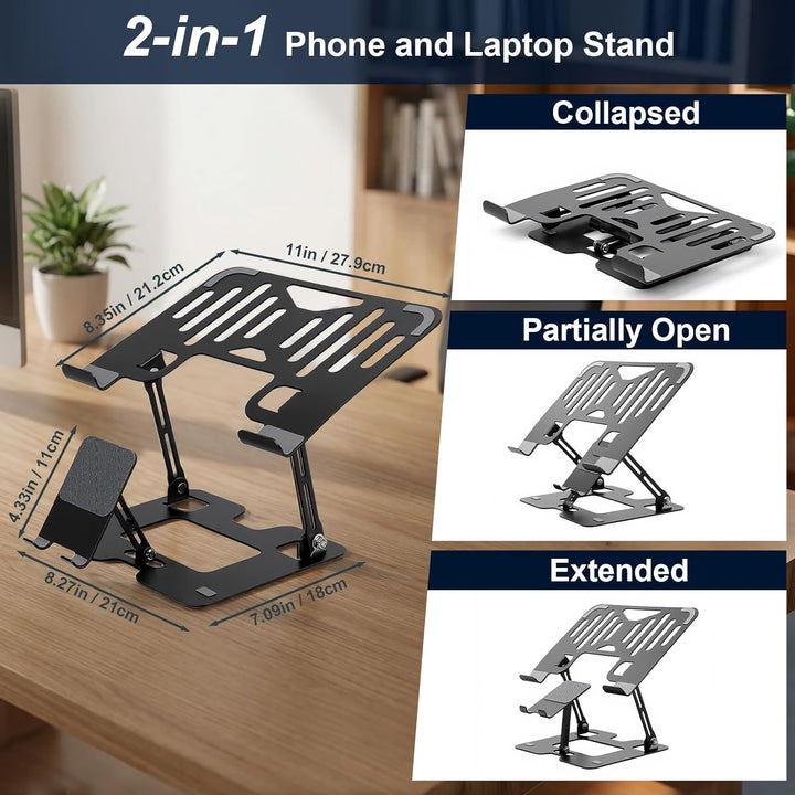Laptopständer aus legiertem Stahl, ergonomisch (Schwarz), Schwarz