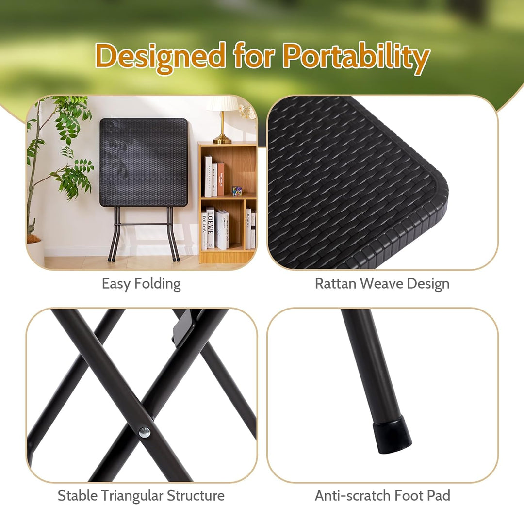 HollyHOME Klapptisch Quadratisch 2FT/60cm Campingtisch Klappbar Tisch Gartentisch Balkontisch Tragba
