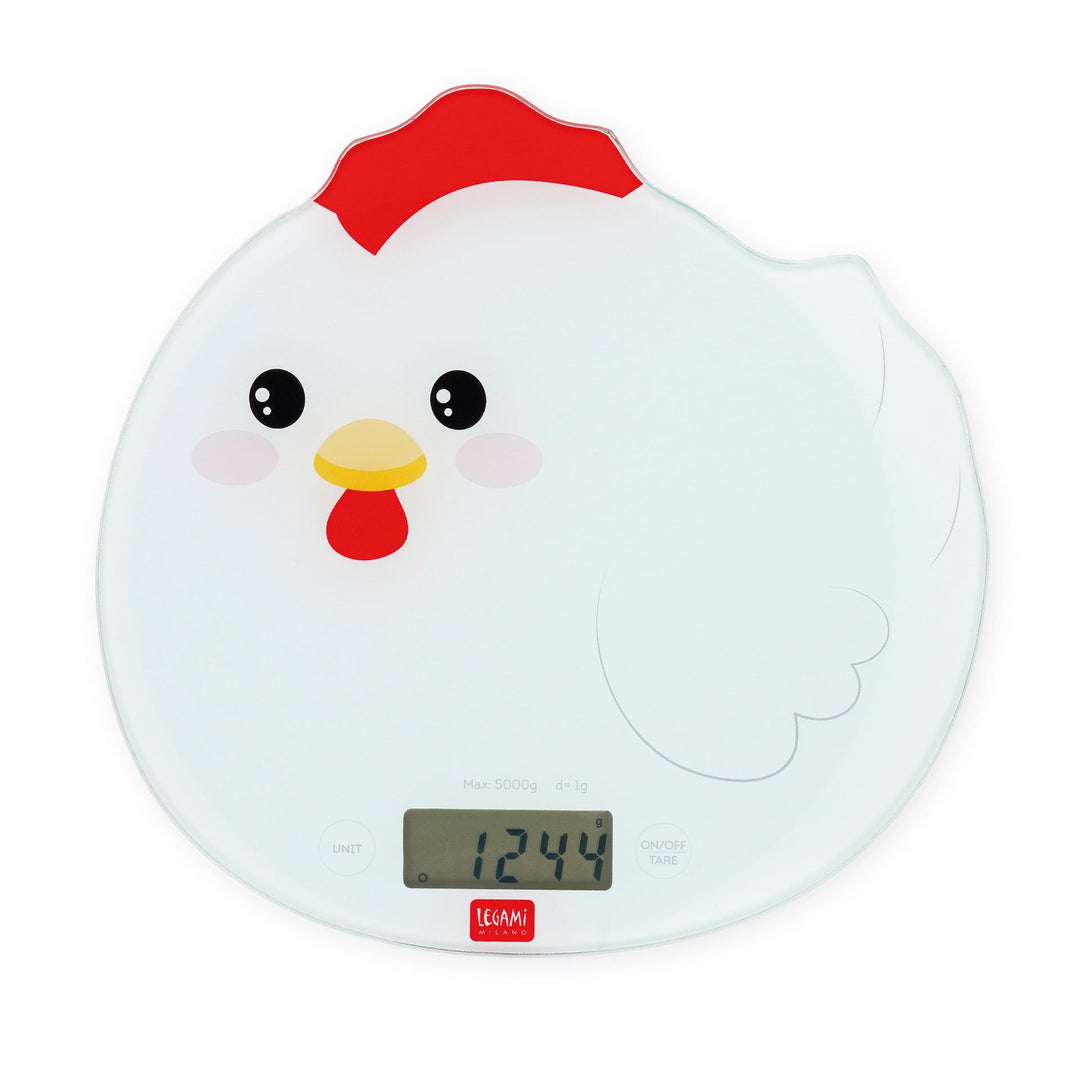 Legami - Digitale Küchenwaage, Kitchen Scale, Hen, 7 Masseinheiten, Touch-Tasten ON/TARE und UNIT, m