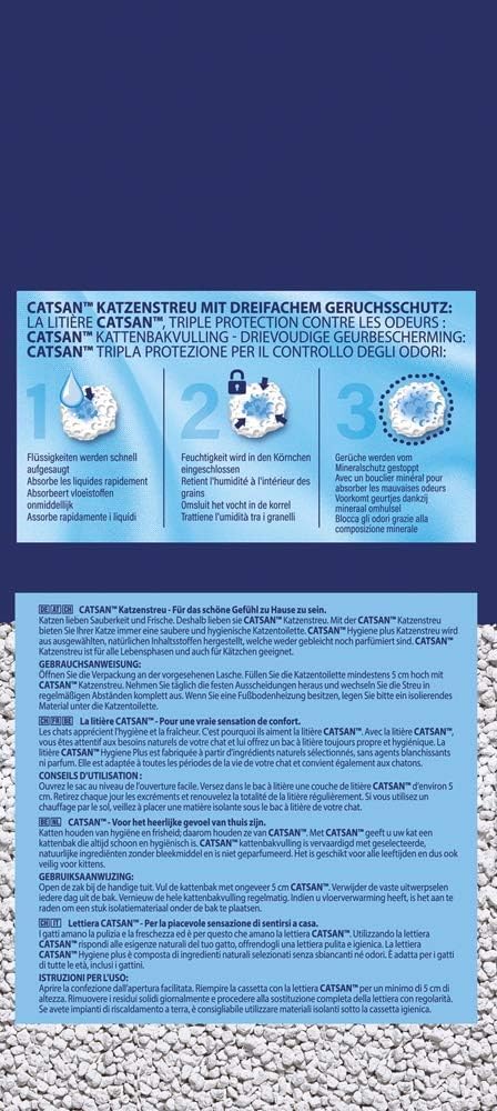 Catsan Hygiene Plus – Weisse Hygienestreu mit Extra-Mineralschutz (36L), 36L