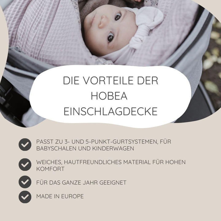 HOBEA-Germany Baby Einschlagdecke aus Bio-Baumwolle – Decke für Babys, Passend für 3- und 5-Punkt-Gu