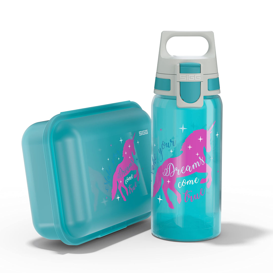 SIGG - Trinkflasche Kinder 0,5L & Brotdose 1L - Viva Lunchbox Set Football Tag - Federleicht - Spülm