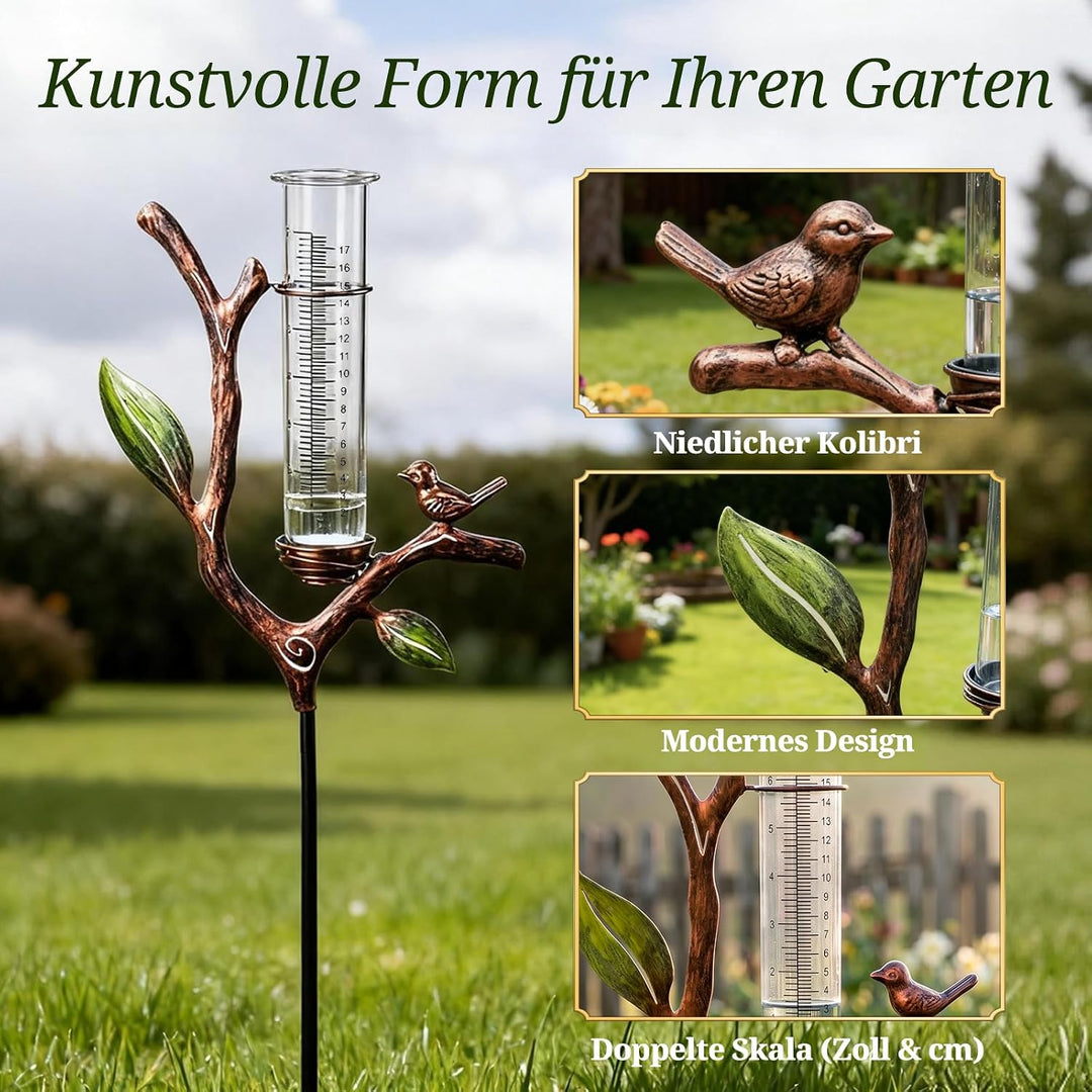 Regenmesser für Garten, Niederschlagsmesser Garten | Regenmesser mit h-förmigem Metallständer für Ga