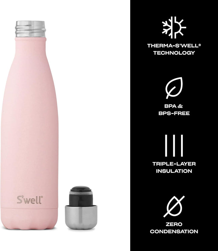 S'well Vakuumisolierte Edelstahl-Wasserflasche, 500 ml, Pink Topaz 500ml Pink Topaz, 500ml Pink Topa