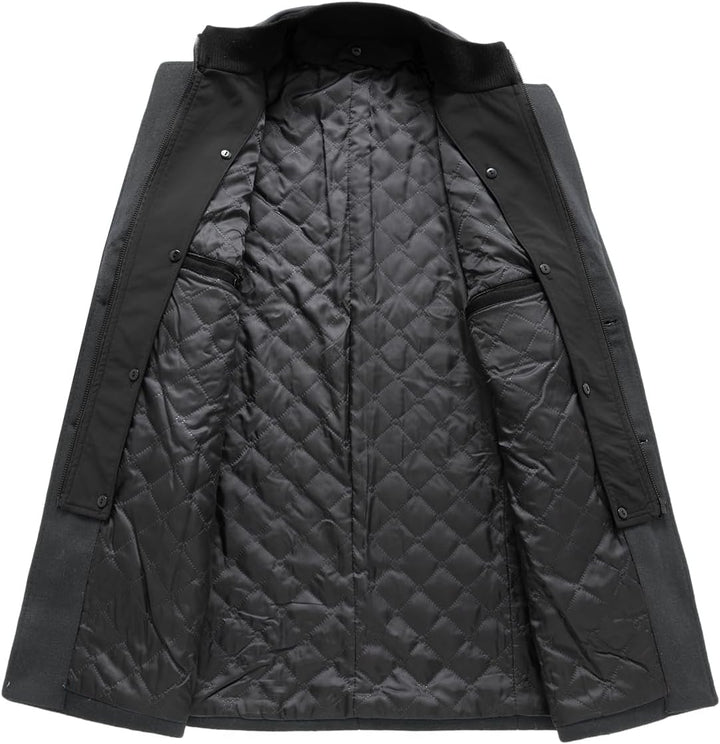 Herren Wollmantel dicker Trenchcoat mittlerer Länge Mantel Kerbe Kragen warmer Mantel Herren Winterm