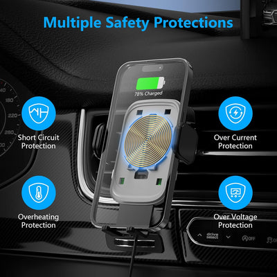 BESTEK Handyhalterung Auto mit Ladefunktion, 15W Fast Wireless Charger Auto Kabellose Ladegeräte kfz