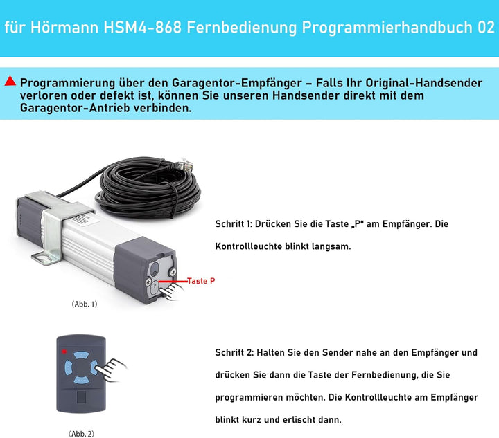 Handsender Fernbedienung Transmitter kompatibel mit 868,3MHZ HORMANN HSM2 HSM4 HS1 HS2 HS4 HSE2 HSZ1