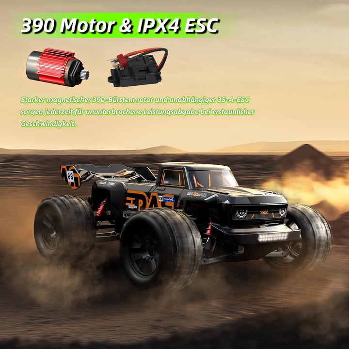 dexinco Ferngesteuertes Auto, 1:16 RC Auto, 4WD 40km/h Hobby Offroad Monster RC Truck, All Terrain W