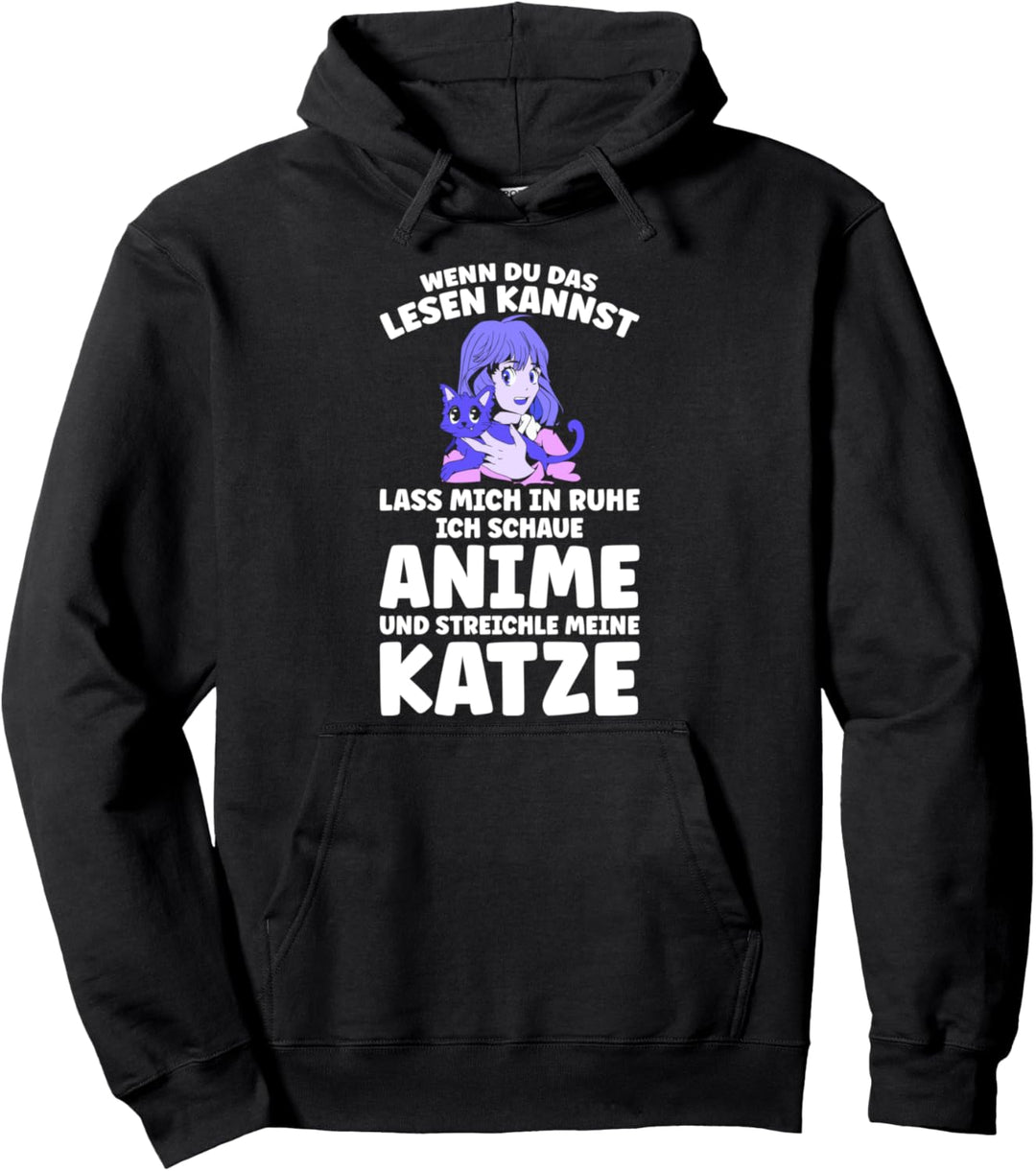 Ich schaue Anime und streichle Katze Anime Katzen Pullover Hoodie