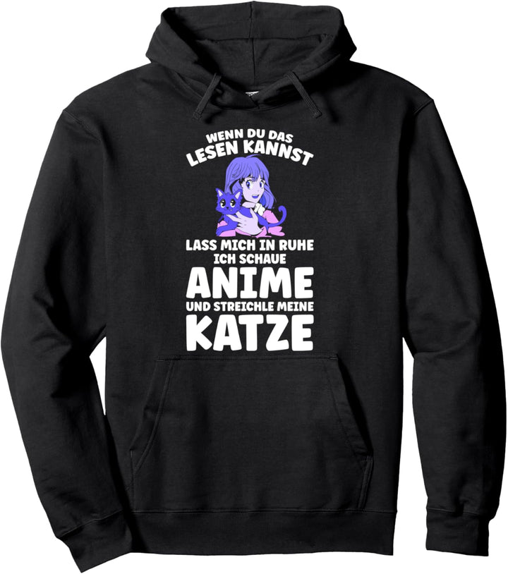 Ich schaue Anime und streichle Katze Anime Katzen Pullover Hoodie
