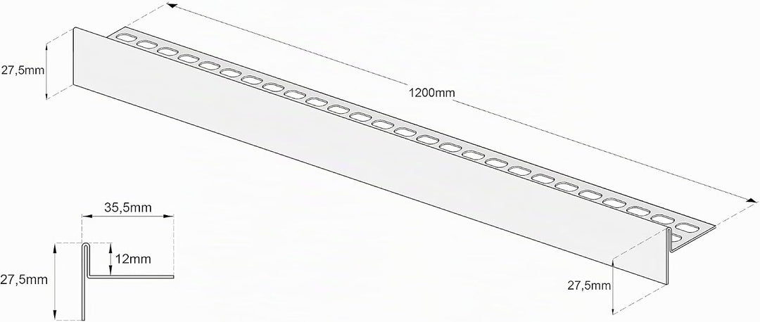 Aquabad Edelstahl Gefälleprofil Clive für begehbare Dusche 120cm, gerade, Kantenhöhe 12mm 120cm x 10