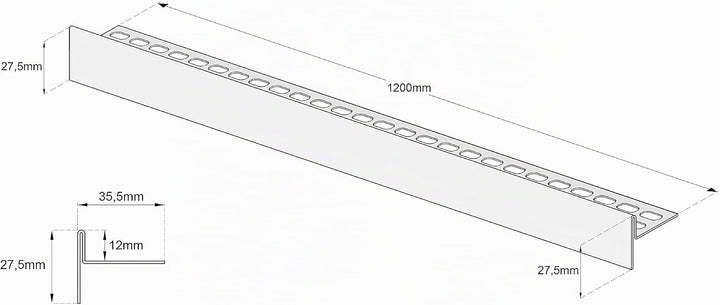Aquabad Edelstahl Gefälleprofil Clive für begehbare Dusche 120cm, gerade, Kantenhöhe 12mm 120cm x 10