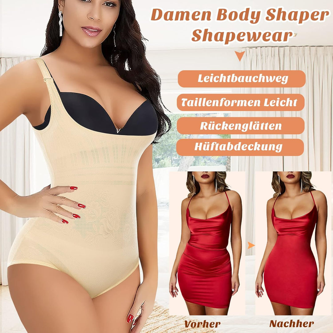 Shapewear Damen Body Shaper Bauchweg, XXL Beige-Schwacher Shapeeffekt