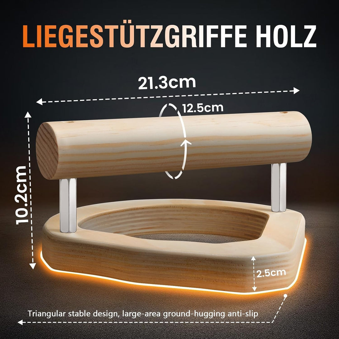 Liegestützgriffe holz, 2er Set Parallettes Calisthenics Griffe, Handstand Griff 2IN1 für Liegestütze
