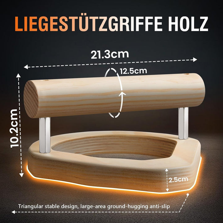 Liegestützgriffe holz, 2er Set Parallettes Calisthenics Griffe, Handstand Griff 2IN1 für Liegestütze