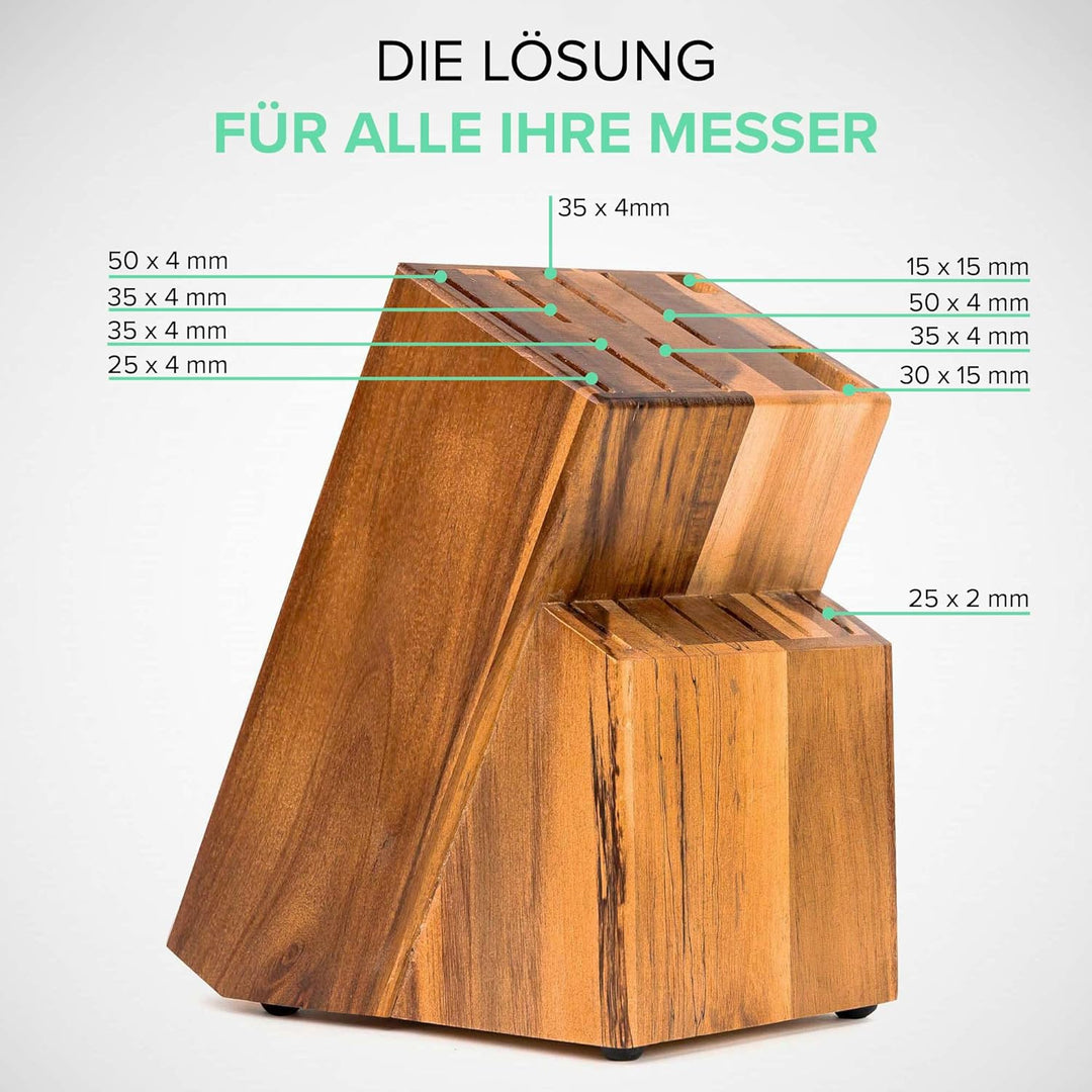 Coninx Messerblock ohne Messer - Akazienholz Knife Block - Universal Messerblock Holz - Einfache Küc
