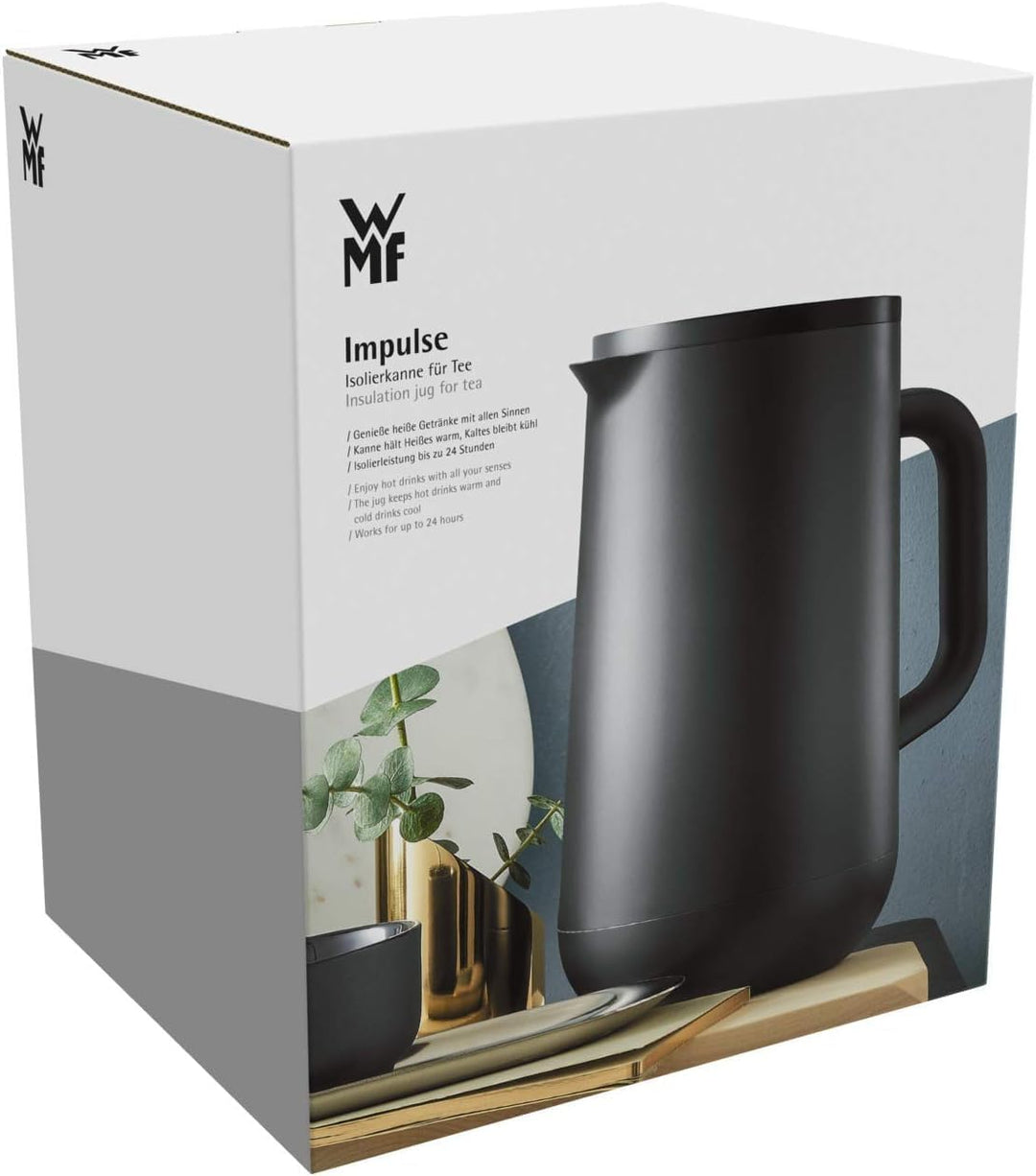 WMF Impulse Thermoskanne 1l, Isolierkanne für Tee oder Kaffee, Druckverschluss, hält Getränke 24h ka