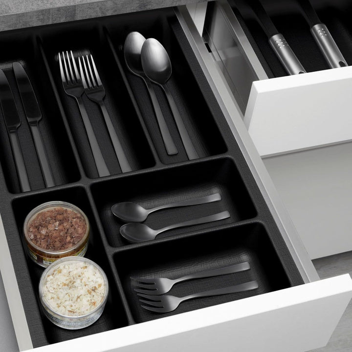 ORGA-BOX 3 Besteckeinsatz Tiefe: 473 x Breite: 291 mm anthrazit mit Canvas Struktur für 40er Schubla