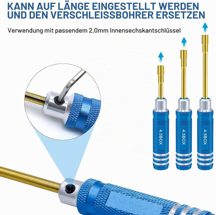 Sechskantmutter Schraubendreher Satz 2.0mm 2.5mm 3.0mm 3.5mm 4.0mm 4.5mm 5.0mm RC Werkzeug Steckschl