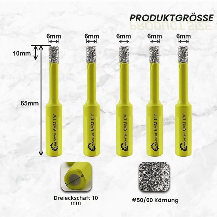 Trocken Diamant Bohrkrone 5 Stücke 6mm Fliesenbohrer mit Dreikant Schaft für Keramik Feinsteinzeug F