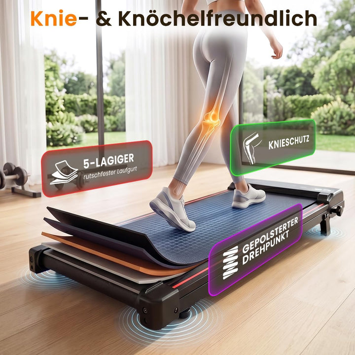 HomeFitnessCode Walking Pad Laufband mit Neigung - Laufpad für Zuhause Steigung 1-8 KM/H Walkpad Unt