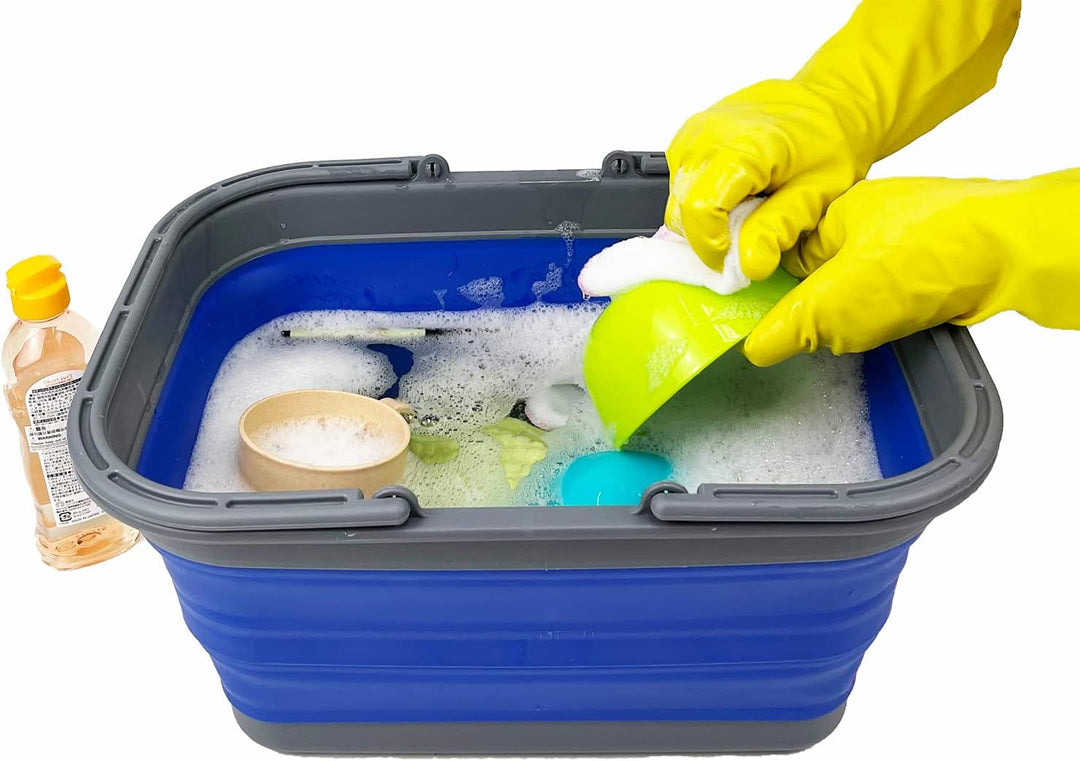 SAMMART 12L zusammenklappbare Wanne mit Griff – Tragbarer Outdoor-Picknickkorb/Krater – Faltbare Ein
