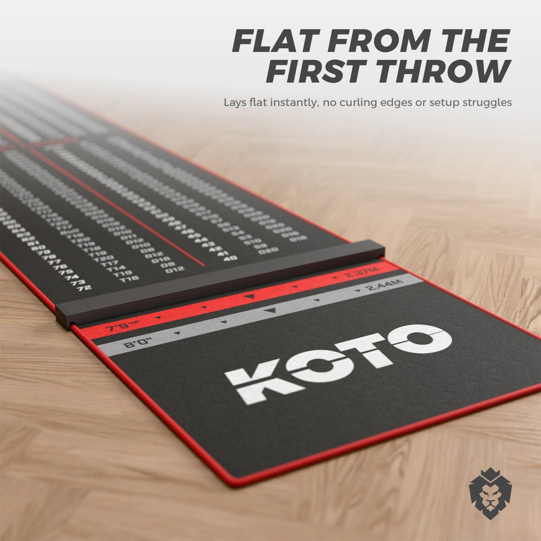 KOTO - Oche Carpet Checkout Dartmatte 285 x 60 cm, Dartmatte mit Anti-Rutsch-Beschichtung, Wurflinie
