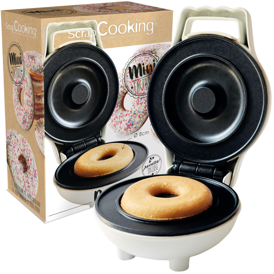 ScrapCooking - Mini Donut Maker - Donut-Maschine mit Antihaftplatte - Kompaktes Gerät für Donuts & G