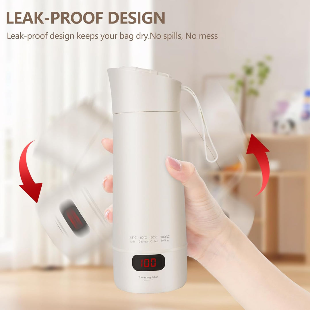 400ML Kleiner Tragbarer Wasserkocher, Mini Elektrische Wassertasse, 300W Schneller Wassererhitzer, T